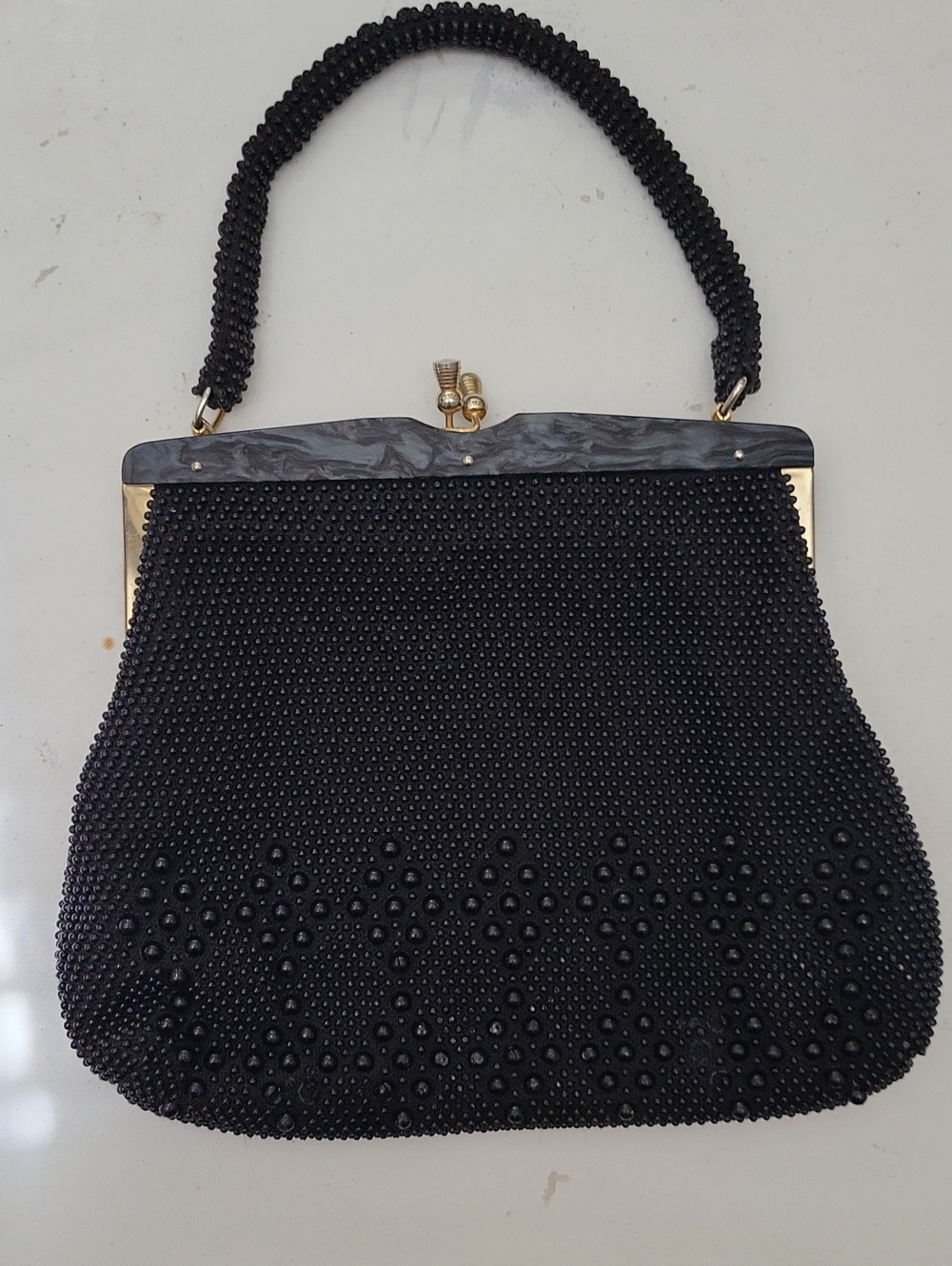 Classic Black Beaded Evening Bag